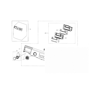 Control Panel Diagram and Parts List for WF395BTPASU A1-01 Samsung Washer