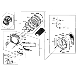 Drum Assembly Diagram and Parts List for DV448AEW XAA-03 Samsung Dryer