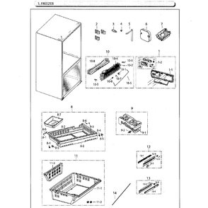 Freezer Diagram and Parts List for RF260BEAESG AA-0002 Samsung Refrigerator