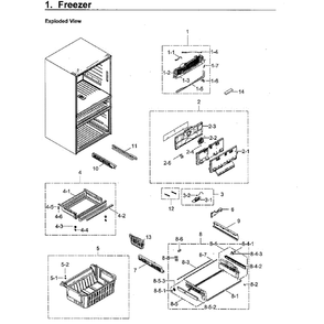 Freezer Diagram and Parts List for RF23M8570SR AA-0000 Samsung Refrigerator