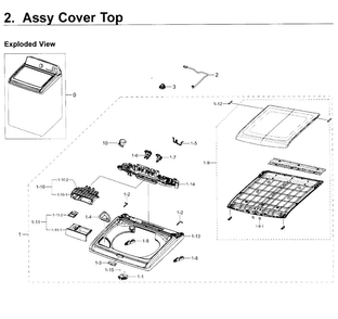 Cover-top Diagram and Parts List for WA40J3000AW A2-0000 Samsung Washer