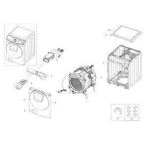 Main Assembly Diagram and Parts List for WF45K6200AW A2-0000 Samsung Washer