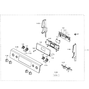 Control Assembly Diagram and Parts List for NE59J7650WS AA-00 Samsung Range