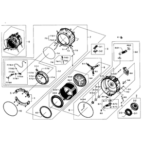 Tub Assembly Diagram and Parts List for WF405ATPASU AA-01 Samsung Washer