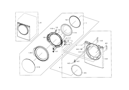 Front & Door Diagram and Parts List for DV331AGR XAA-0000 Samsung Dryer