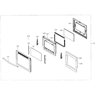 Door Section Diagram and Parts List for NE59J7750WS AA-0003 Samsung Range