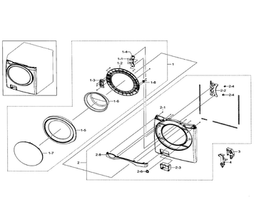 Frame Front & Door Diagram and Parts List for WF511ABW XAA-0000 Samsung Washer