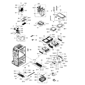 Refrigerator Diagram and Parts List for RF28HMEDBWW AA-01 Samsung Refrigerator