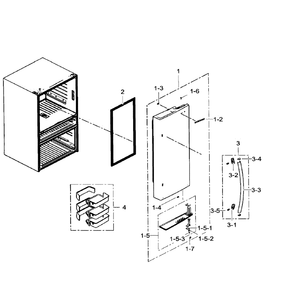 Fridge Door Rt Diagram and Parts List for RF24FSEDBSR AA-08 Samsung Refrigerator