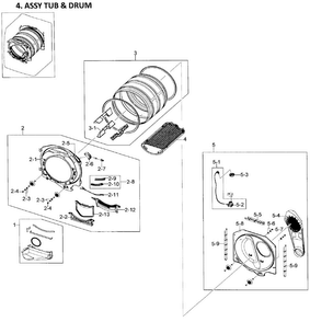 Drum Assy Diagram and Parts List for DV419AEW XAA-0000 Samsung Dryer