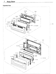 Door Diagram and Parts List for NE58K9850WG AA-0000 Samsung Range