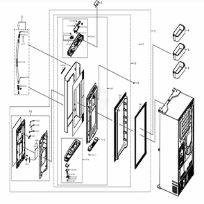 Part Location Diagram of DA64-05807A Samsung Panel-Ref Right; Aw3 F/Hub,abs,t1,w429.7,