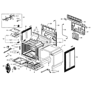 Cavity Assy Diagram and Parts List for NX583G0VBBB AA-0000 Samsung Range