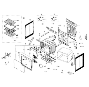 Main Section Diagram and Parts List for NE59J7850WG AA-0003 Samsung Range