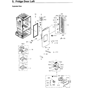 Fridge Door L Diagram and Parts List for RF26J7500WW AA-0002 Samsung Refrigerator
