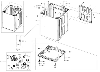 Frame Diagram and Parts List for WA48J7700AW A2-0000 Samsung Washer