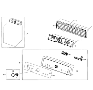 Control Panel Diagram and Parts List for DV476ETHASU A1-0000 Samsung Dryer