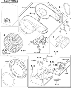 Motor Assy Diagram and Parts List for DV419AGW XAA-0000 Samsung Dryer