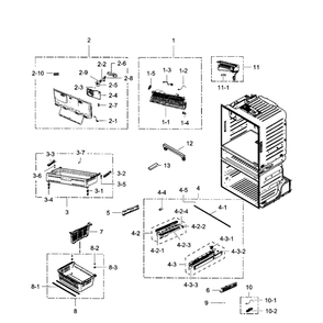 Freezer Diagram and Parts List for RF28JBEDBSG AA-0006 Samsung Refrigerator