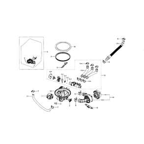 Sump Diagram and Parts List for DW80J9945US AA-0001 Samsung Dishwasher