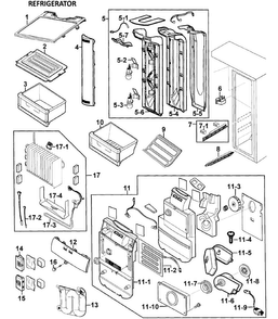 Refrigerator Diagram and Parts List for RS275ACWP XAA-0000 Samsung Refrigerator