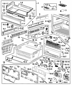 Freezer Diagram and Parts List for RF267AZPN XAA-0000 Samsung Refrigerator
