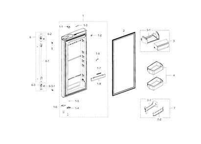 Fridge Door R Diagram and Parts List for RFG237AARS XAA-0002 Samsung Refrigerator