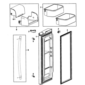 Door Right Diagram and Parts List for RF263AERS XAA-00 Samsung Refrigerator