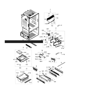 Freezer Diagram and Parts List for RF263TEAEBC AA-02 Samsung Refrigerator