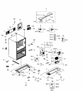 Cabinet Diagram and Parts List for RF24FSEDBSR AA-0002 Samsung Refrigerator