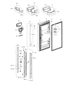 Fridge Door L Diagram and Parts List for RFG237AAWP XAA-0003 Samsung Refrigerator