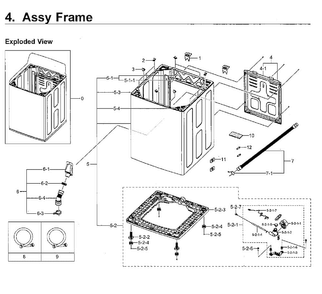 Frame Asy Diagram and Parts List for WA5471ABP XAA-0001 Samsung Washer