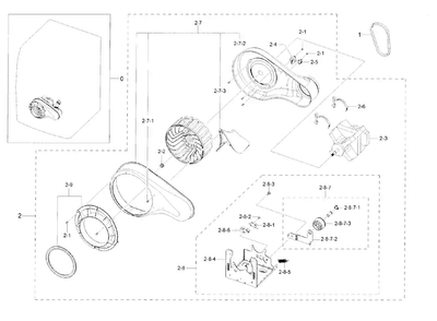 Motor Duct Diagram and Parts List for DV42H5400GF A3-0000 Samsung Dryer