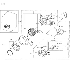 Motor Duct Diagram and Parts List for DV42H5000GW A3-03 Samsung Dryer