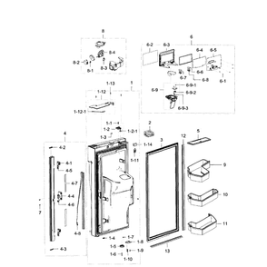 Door Lt-Fridge Diagram and Parts List for RF32FMQDBSR AA-0006 Samsung Refrigerator