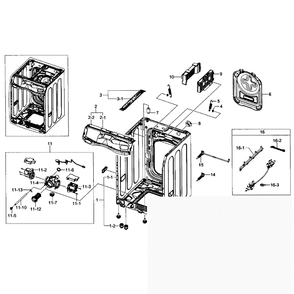 Frame Assembly Diagram and Parts List for WF435ATGJRA A1-01 Samsung Washer