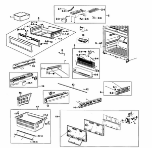 Freezer Diagram and Parts List for RF266ACWP XAA-0000 Samsung Refrigerator