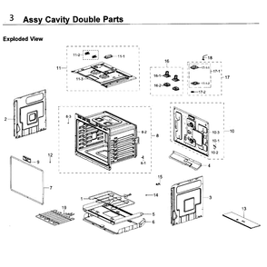 Cavity Double Diagram and Parts List for NV51K7770DG AA-0000 Samsung Wall Oven