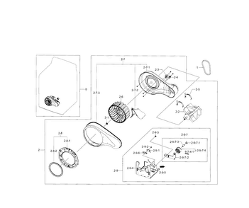 Motor Duct Diagram and Parts List for DV5471AEP XAA-0000 Samsung Dryer