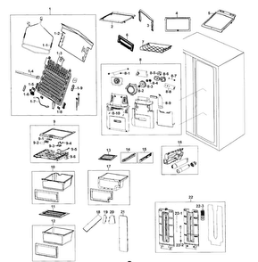 Refrigerator Diagram and Parts List for RS267TDPN XAA-0000 Samsung Refrigerator
