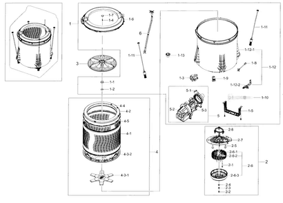 Tub Parts Diagram and Parts List for WA48J7700AW A2-0000 Samsung Washer
