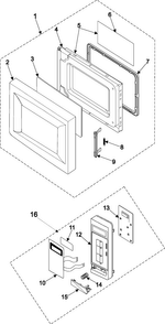 Control Panel/door Assembly Diagram and Parts List for MR1031CWC XAA Samsung Microwave