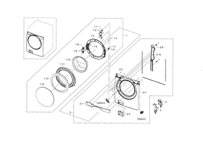 Frame Front & Door Diagram and Parts List for WF448AAW XAA-0007 Samsung Washer