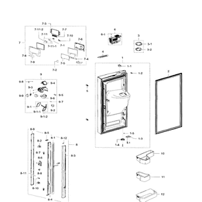 Left Door Diagram and Parts List for RFG299AARS XAA-0000 Samsung Refrigerator