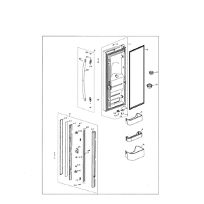 Fridge Door Left Diagram and Parts List for RF18HFENBSR AA-0000 Samsung Refrigerator