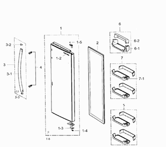 Right Door Diagram and Parts List for RS265TDRS XAA-IN01 Samsung Refrigerator