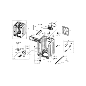 Frame And Cover Diagram and Parts List for WF395BTPARA A1-0000 Samsung Washer