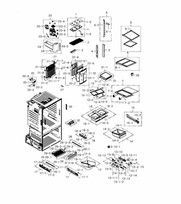 Fridge Diagram and Parts List for RF28HFPDBSR AA-0000 Samsung Refrigerator
