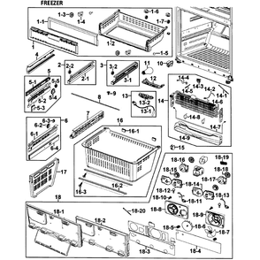 Freezer Diagram and Parts List for RFG295AARS XAA-0000 Samsung Refrigerator