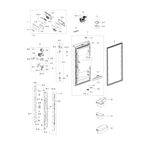 Refrigerator Door L Diagram and Parts List for RFG238AARS XAA-02 Samsung Refrigerator